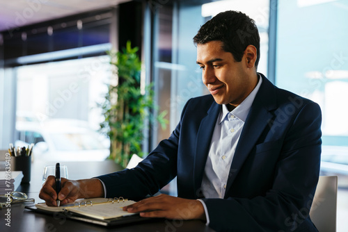 Financial advisor working at modern space photo