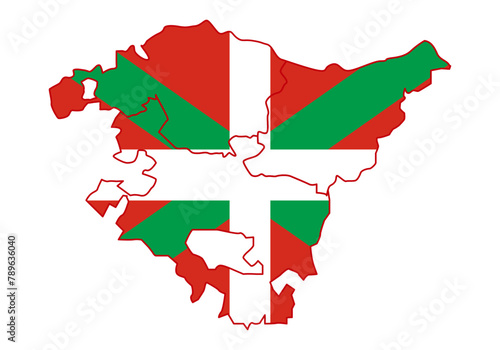 Silueta del mapa de Euskadi con la bandera Ikurriña