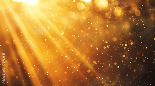 Warm glowing golden abstract background with shiny particles.