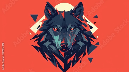 Discover a premium isolated wolf graphic in a trendy flat style representing animal symbolism on a beast icon through 2d illustration