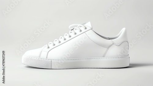 A minimal product shot of a clean white sneaker on a matching white background. The sneaker is well-lit and centered in the frame.