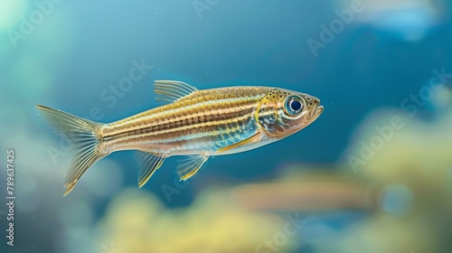 A small fish with a long, slender body and a pointed snout. photo