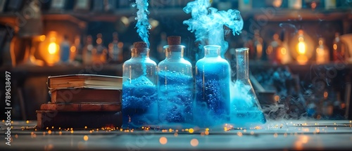 Enchanted Elixirs - Midnight Alchemy. Concept Fantasy Potions, Witchcraft, Magic Spells, Mystical Brews photo