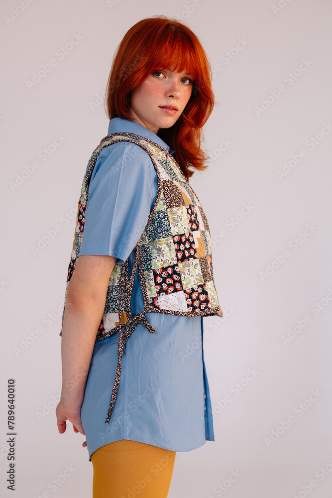 Stylish redhead woman in trendy outfit Stylish redhead woman in trendy outfit