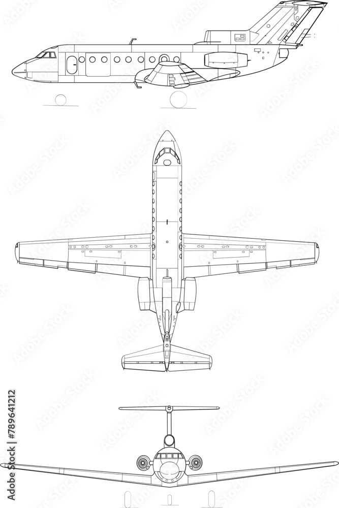 Adobe Illustrator Artwork Yakovlev Yak-40 3-view vector file.eps Adobe Illustrator Artwork Yakovlev Yak-40 3-view vector file.eps
