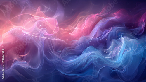 A Blue and Purple Background with Swirls, Abstract colorful smoke waves 