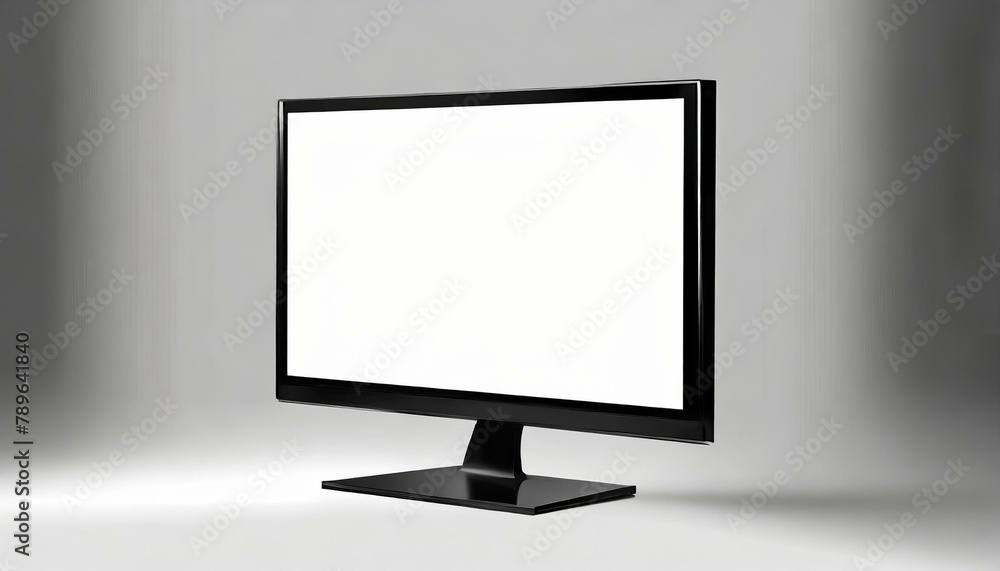 Modern Black Monitor with White Screen for Mockup - Template for Graphic, Web Design or Program Presentation