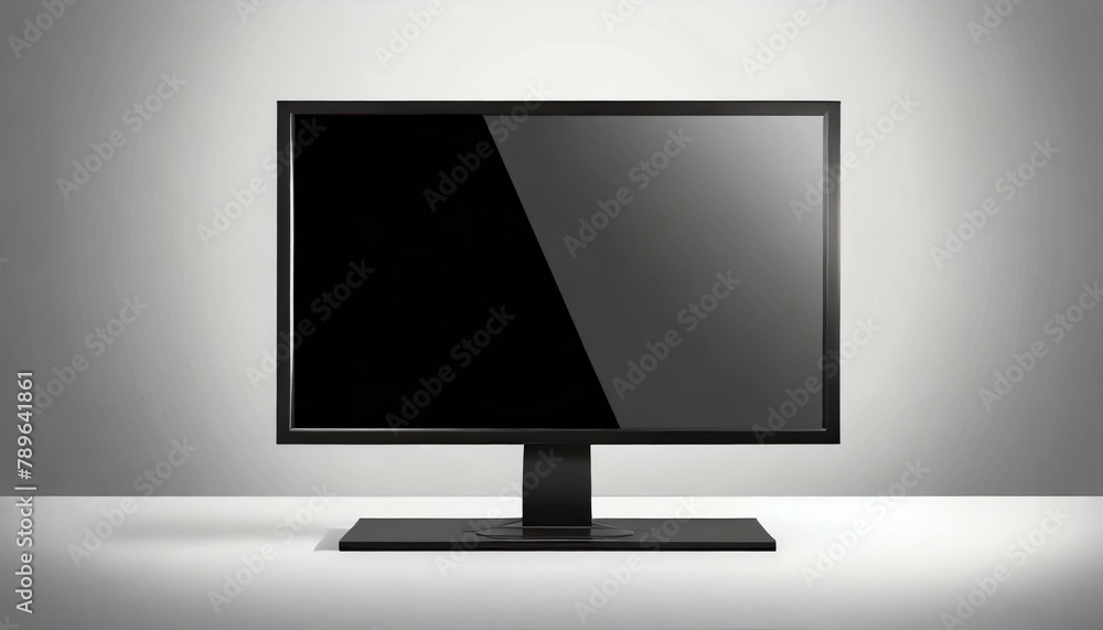 Modern Black Monitor with White Screen for Mockup - Template for Graphic, Web Design or Program Presentation Modern Black Monitor with White Screen for Mockup - Template for Graphic, Web Design or Program Presentation