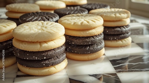 Black and white cookies. AI generate illustration