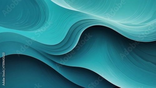 Teal aquamarine turquoise abstract background. Color gradient Geometric shape Wave wavy curved line Rough grunge grain.