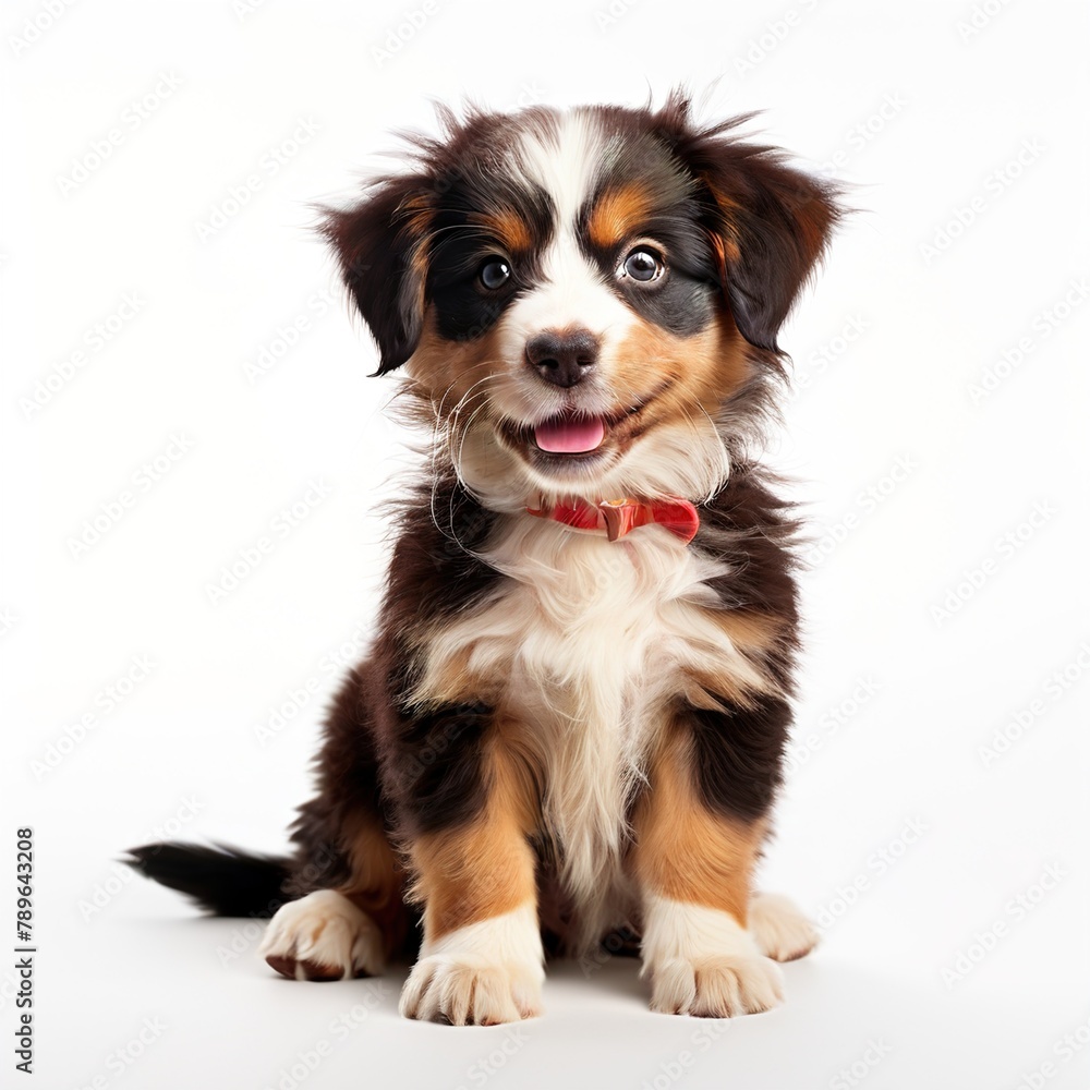 Young dog on white background