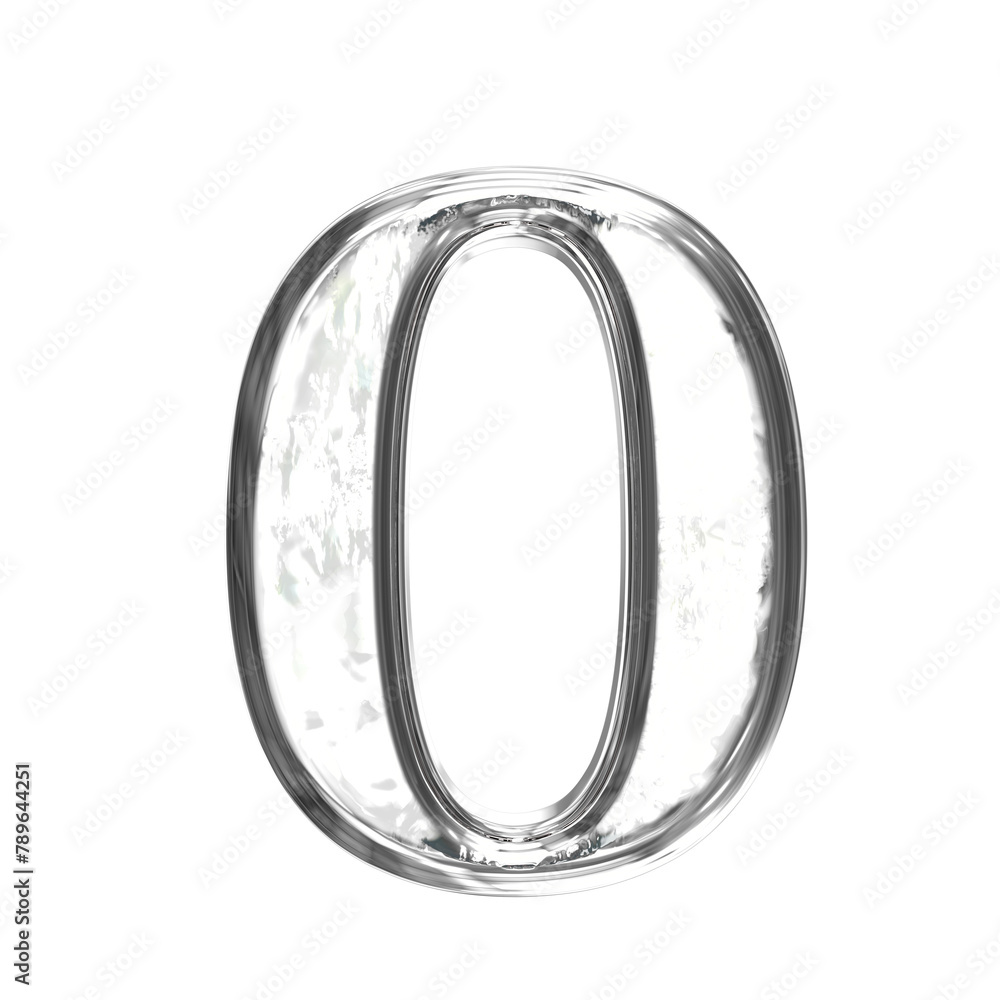 Ice 3d symbol in a silver frame. number 0 Ice 3d symbol in a silver frame. number 0