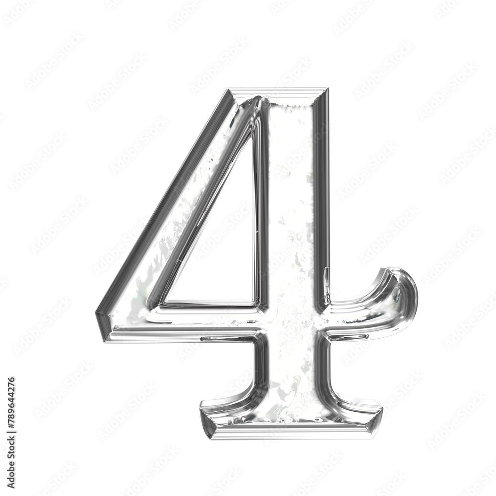 Ice 3d symbol in a silver frame. number 4 Ice 3d symbol in a silver frame. number 4