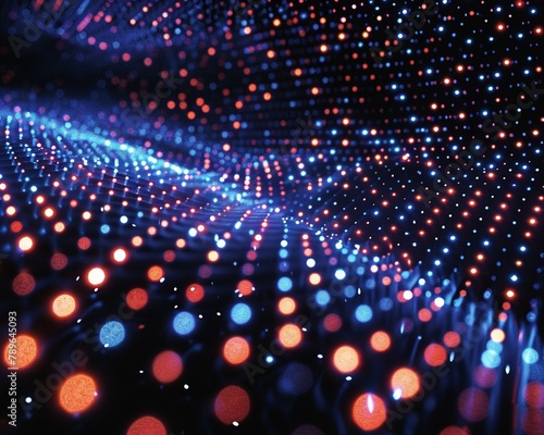 Highdefinition scan of a photon grid, each light particle a glowing dot in a seamless pattern of hightech art