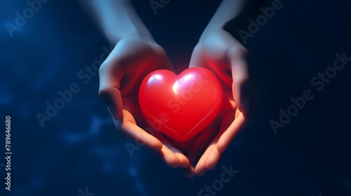 Heart in the hands of a woman. Valentine s Day concept.