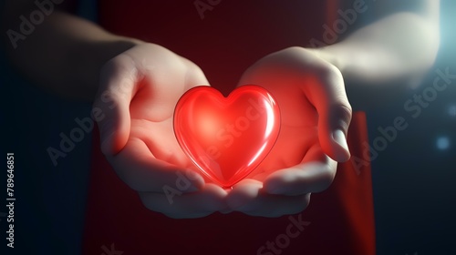 Heart in the hands of a woman. Valentine's Day concept.