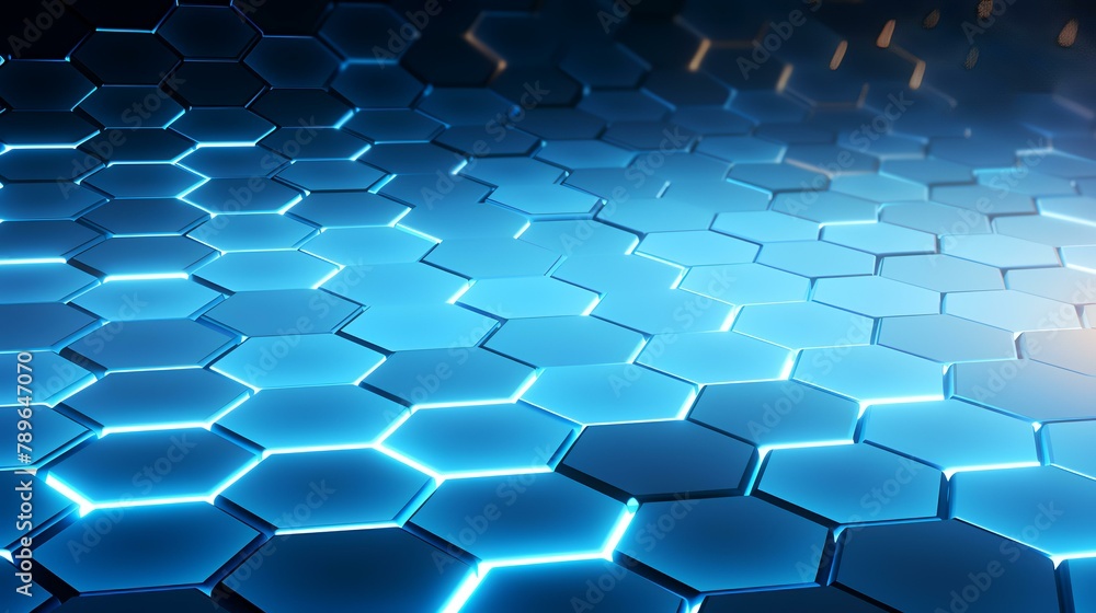 3d rendering of abstract background with hexagons in blue and black colors 3d rendering of abstract background with hexagons in blue and black colors