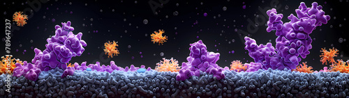 A vibrant tapestry of vividly colored microscopic organisms and structures unfolds across the expansive backdrop of this ultrawide canvas, revealing the intricate beauty and complexity of the unseen 