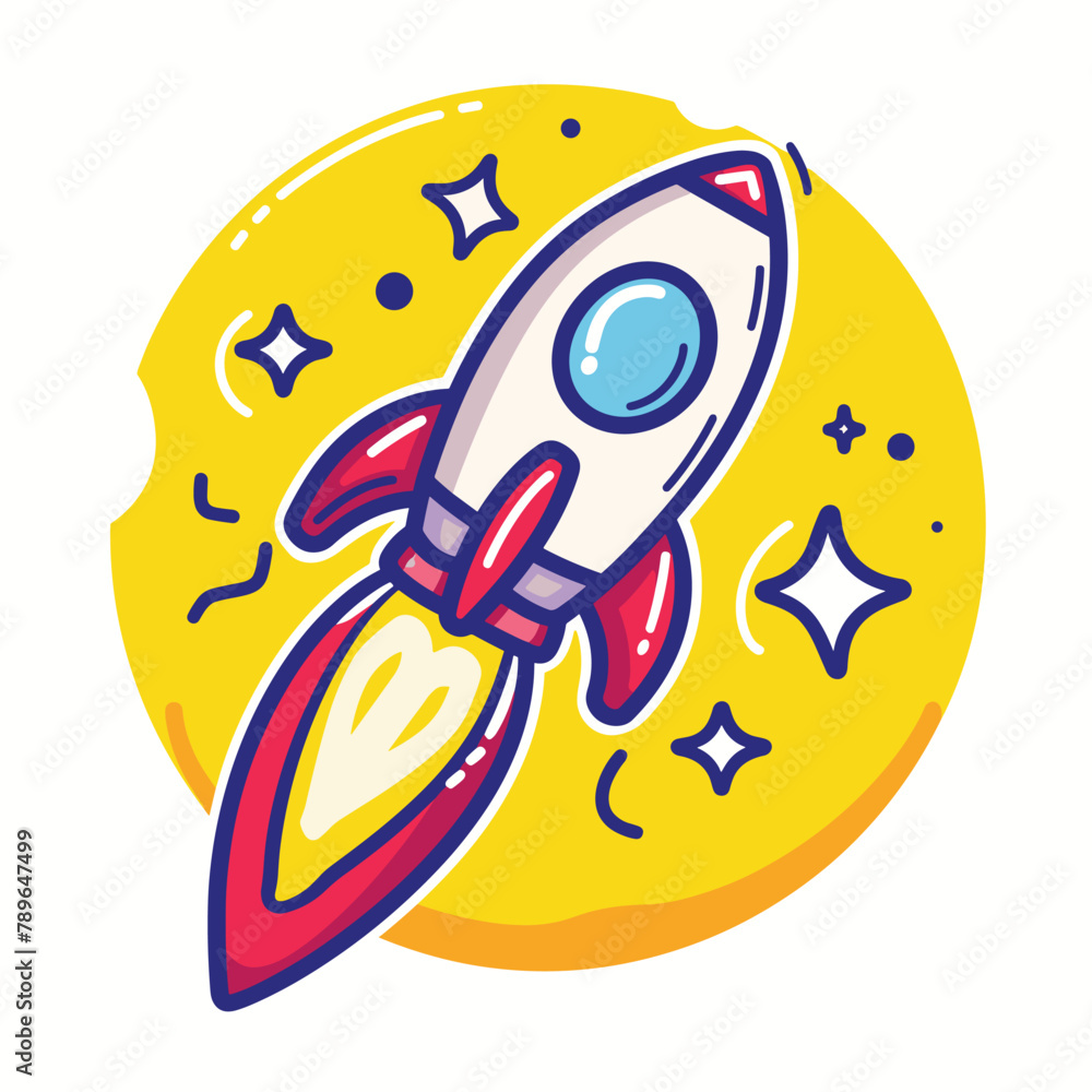 Obraz premium Rocket launching cartoon flat vector illustration startup concept icon design
