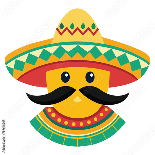 Cinco de mayo festival design element of a cartoon man with mustache wearing a hat vector illustration clipart