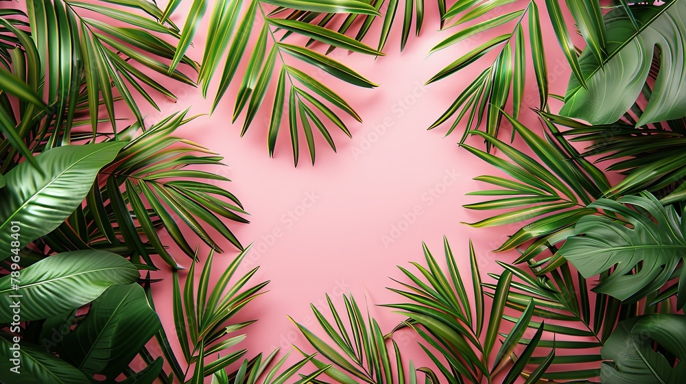 Tropical Elegance with Palm Leaves on Pink Tropical Elegance with Palm Leaves on Pink