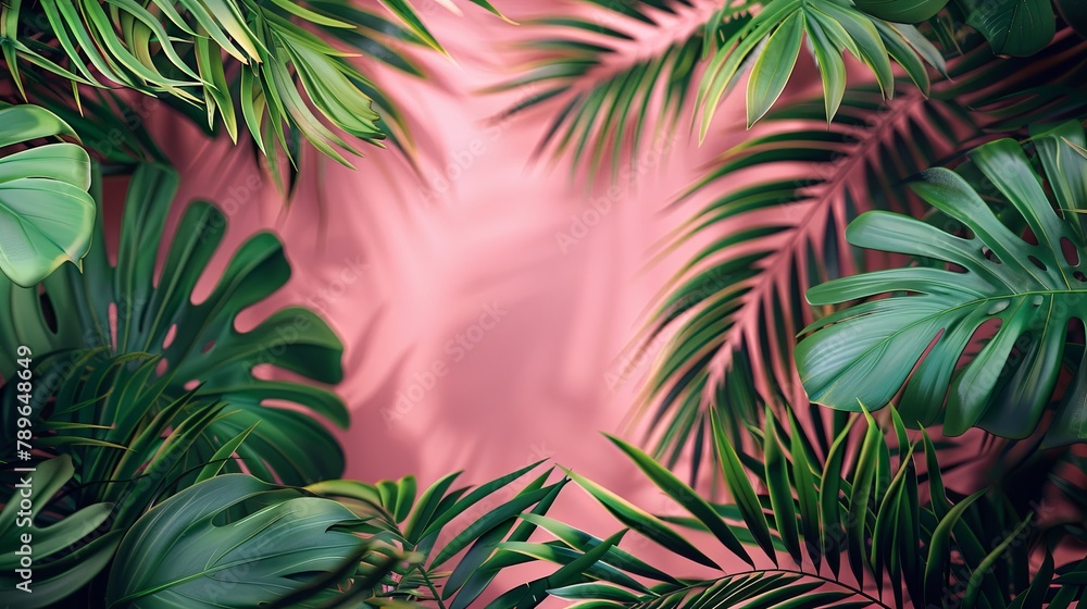 Tropical Elegance with Palm Leaves on Pink Tropical Elegance with Palm Leaves on Pink