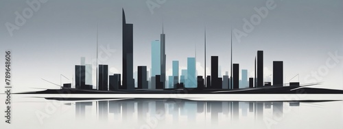 Urban landscape rendered in abstract minimalism for a contemporary feel.