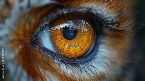 Close up of a Birds eye with a blue Iris and Eyelash details