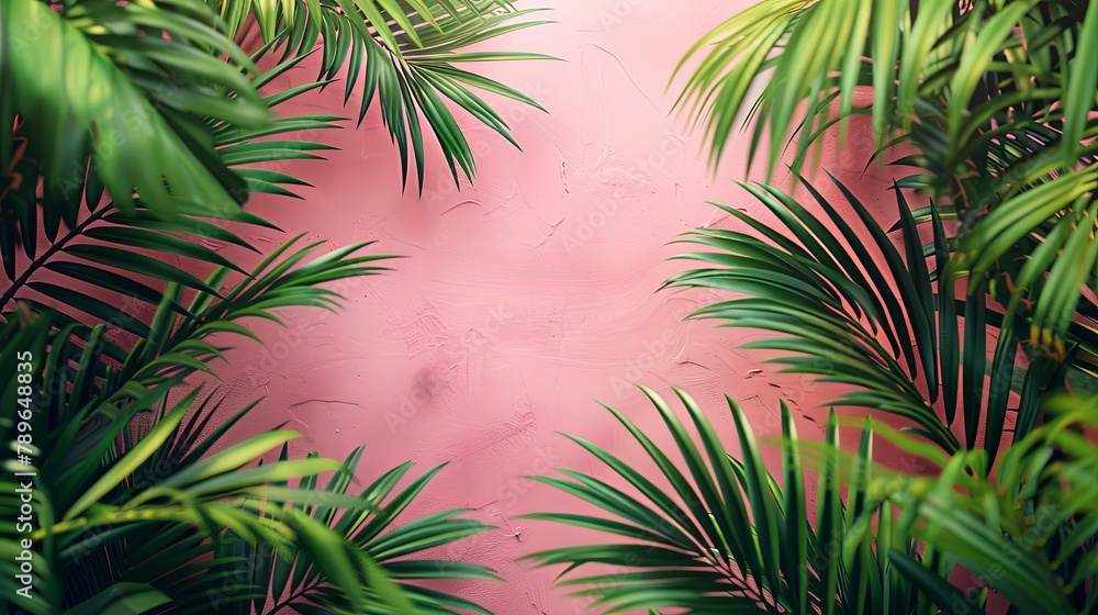 Tropical Elegance with Palm Leaves on Pink Tropical Elegance with Palm Leaves on Pink