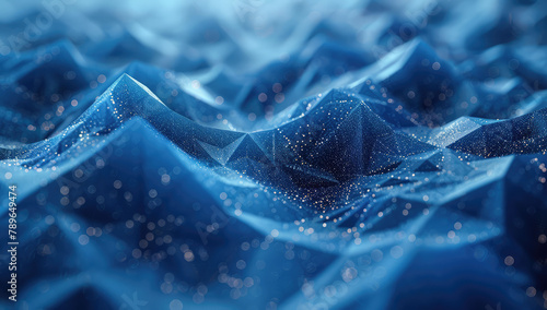 Abstract ice cubes in space, dark blue background. Created with Ai