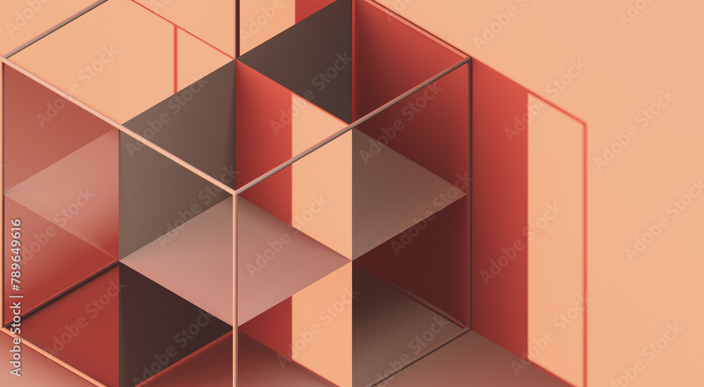 Geometric composition with a cube and planes. Geometric composition with a cube and planes.