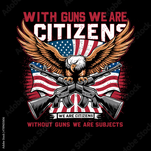 4th of July 2024 illustration, independence day with guns we are citizens without guns we are subjects