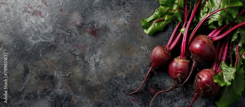Copy space available for fresh locally grown beetroots. photo