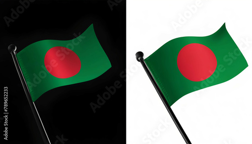 Flag of bangladesh on white and black backgrounds photo