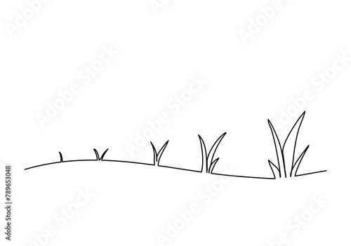 Grass doodle. One line drawing vector illustration.