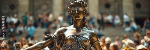 Bronze statue of Themis, Greek goddess of justice. photo