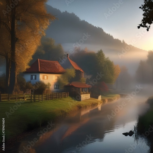 A foggy morning in a quiet village4