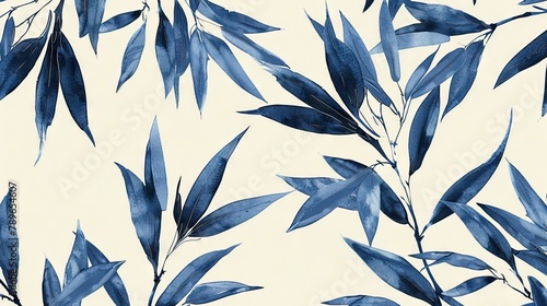 imprints branch of young bamboo seamless pattern. abstract watercolour and digital hand drawn picture. AI generated illustration photo