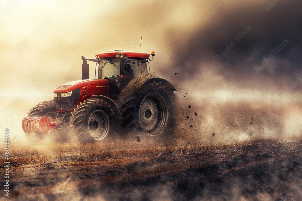 Tractor plowing a field with dust being kicked up by the tractor, tractor plowing in the field, tractor closeup, tractor tire closeup, tractor tire in the field closeup, modern plowing with tractor Tractor plowing a field with dust being kicked up by the tractor, tractor plowing in the field, tractor closeup, tractor tire closeup, tractor tire in the field closeup, modern plowing with tractor