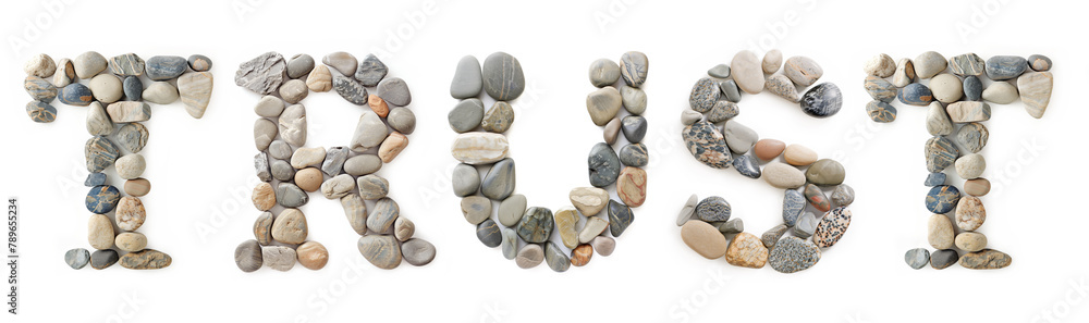 Trust Text Made of Stones Isolated on White Background Trust Text Made of Stones Isolated on White Background
