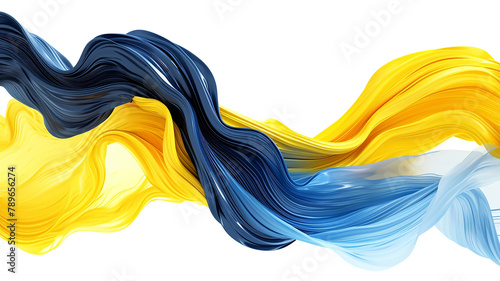 Blue and Yellow Smoke Wave on White Background