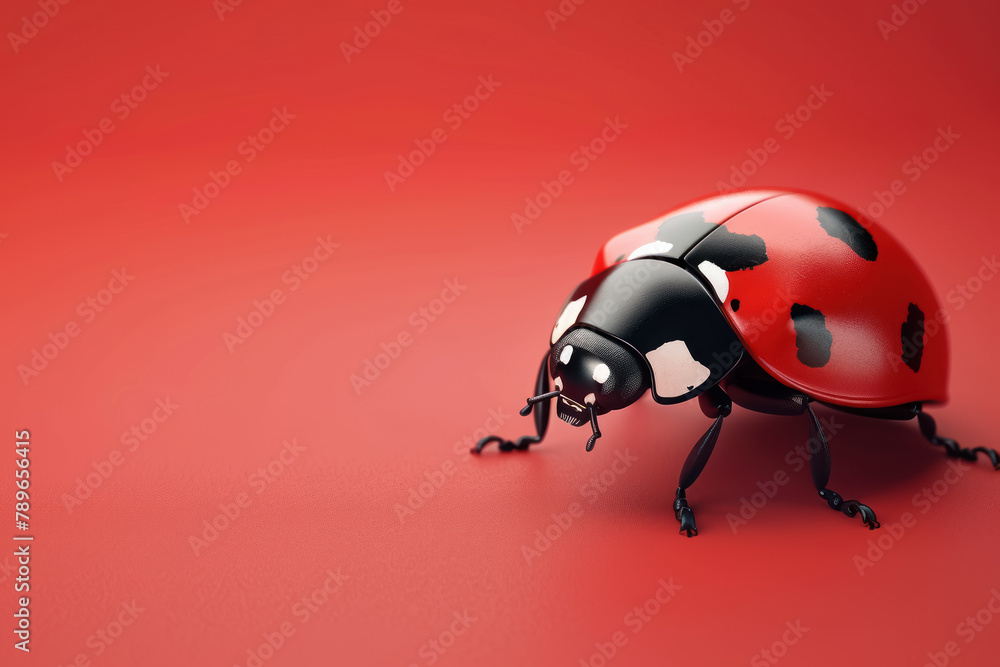 vibrant red ladybug with black spots on red background three dimensional model vibrant red ladybug with black spots on red background three dimensional model