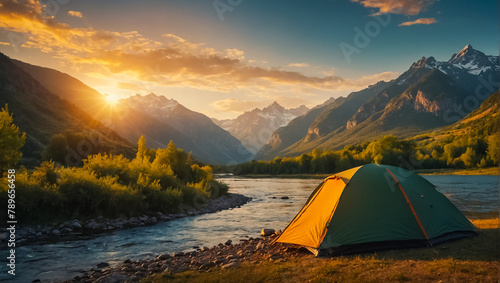 Tourist tent  beautiful nature