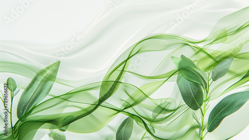 Green Leaves on White Background