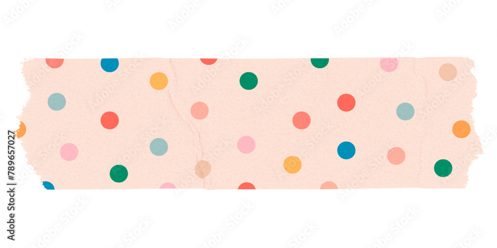 Pink washi tape png clipart, polka dot patterned collage element Pink washi tape png clipart, polka dot patterned collage element