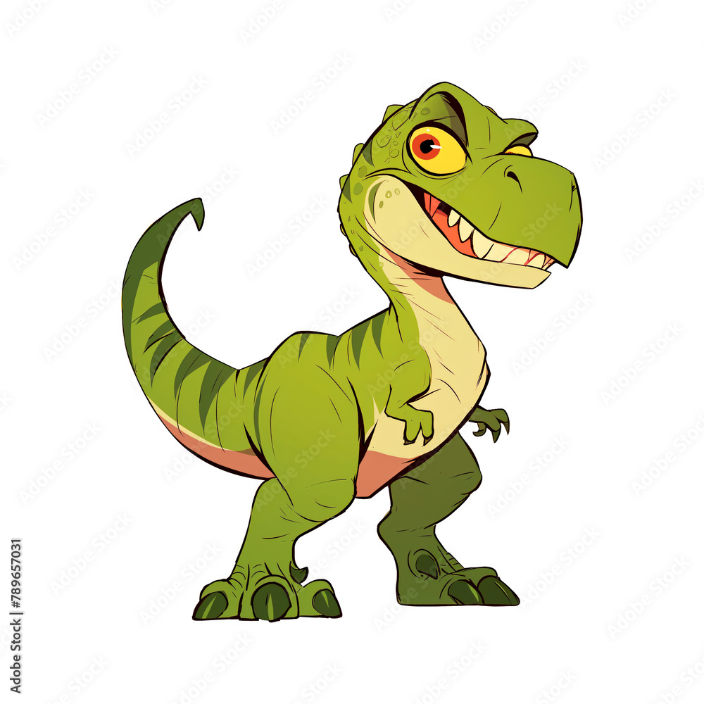 Fototapeta premium Tyrannosaurus rex isolated on transparent background. T-Rex dinosaur character concept. Cartoon illustration for design and print.