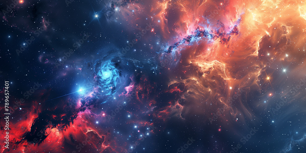 Fototapeta premium Nebula and galaxies in space. Abstract cosmos background