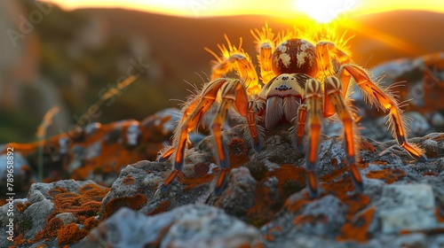 Arthropod on rock during sunset  in stunning macro photography