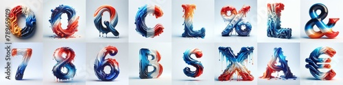 Glass letters in France flag colors lettering. AI generated illustration