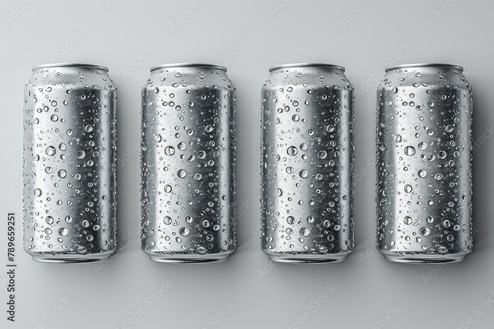 Realistic aluminum cans with water drops. Metallic cans for beer, soda, lemonade, juice, energy drink. mockup, blank with copy space. Realistic aluminum cans with water drops. Metallic cans for beer, soda, lemonade, juice, energy drink. mockup, blank with copy space.